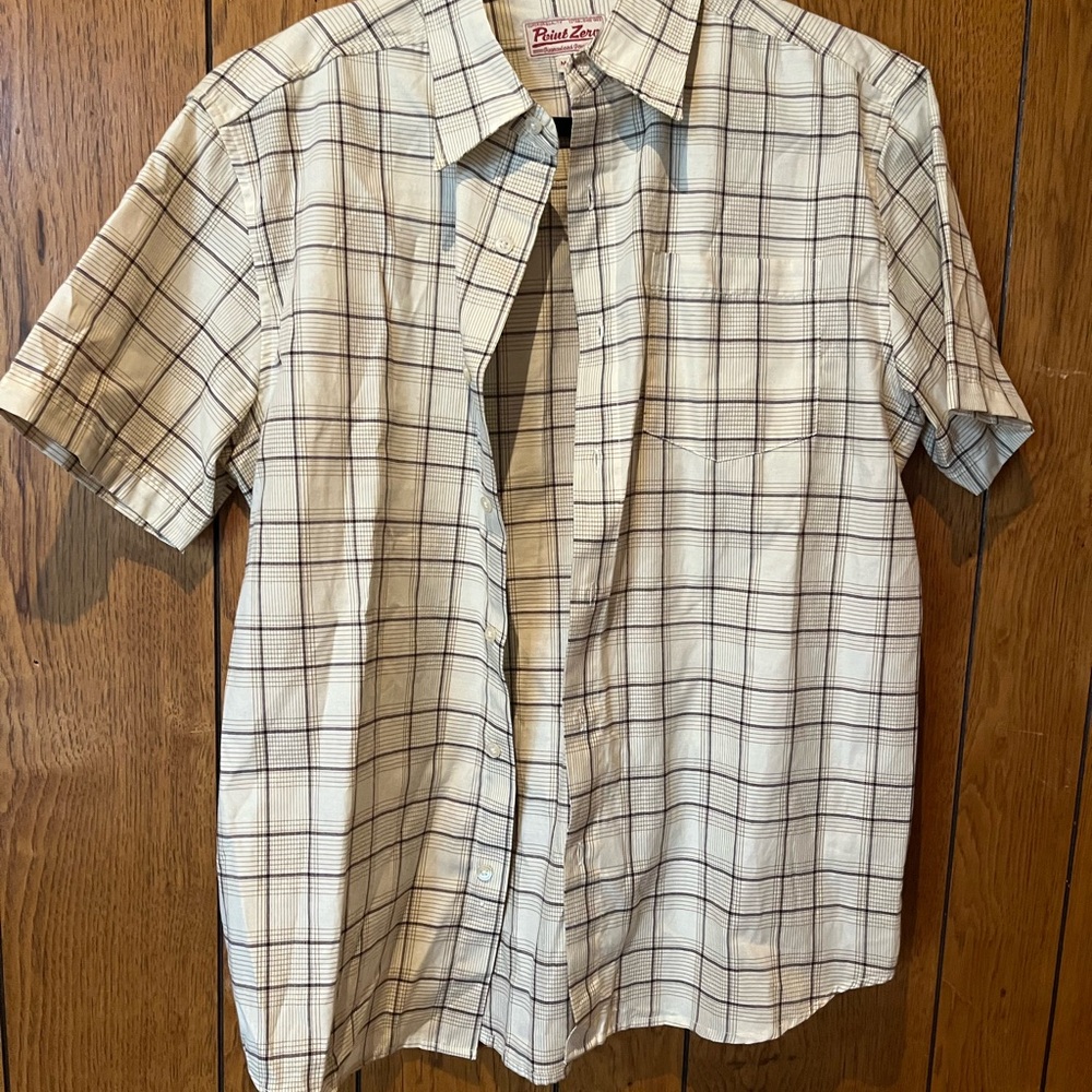 Point Zero men’s plaid tan/brown shirt